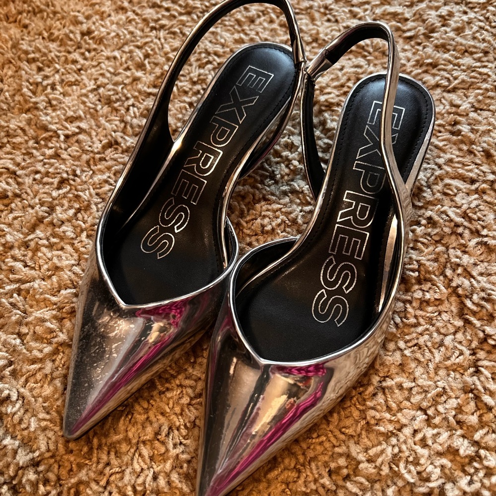 Express Metallic Slingback Heels - image 1